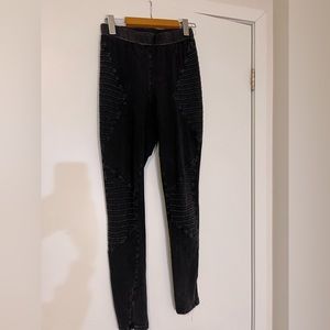 Charcoal Leggings with Distressed Detailing